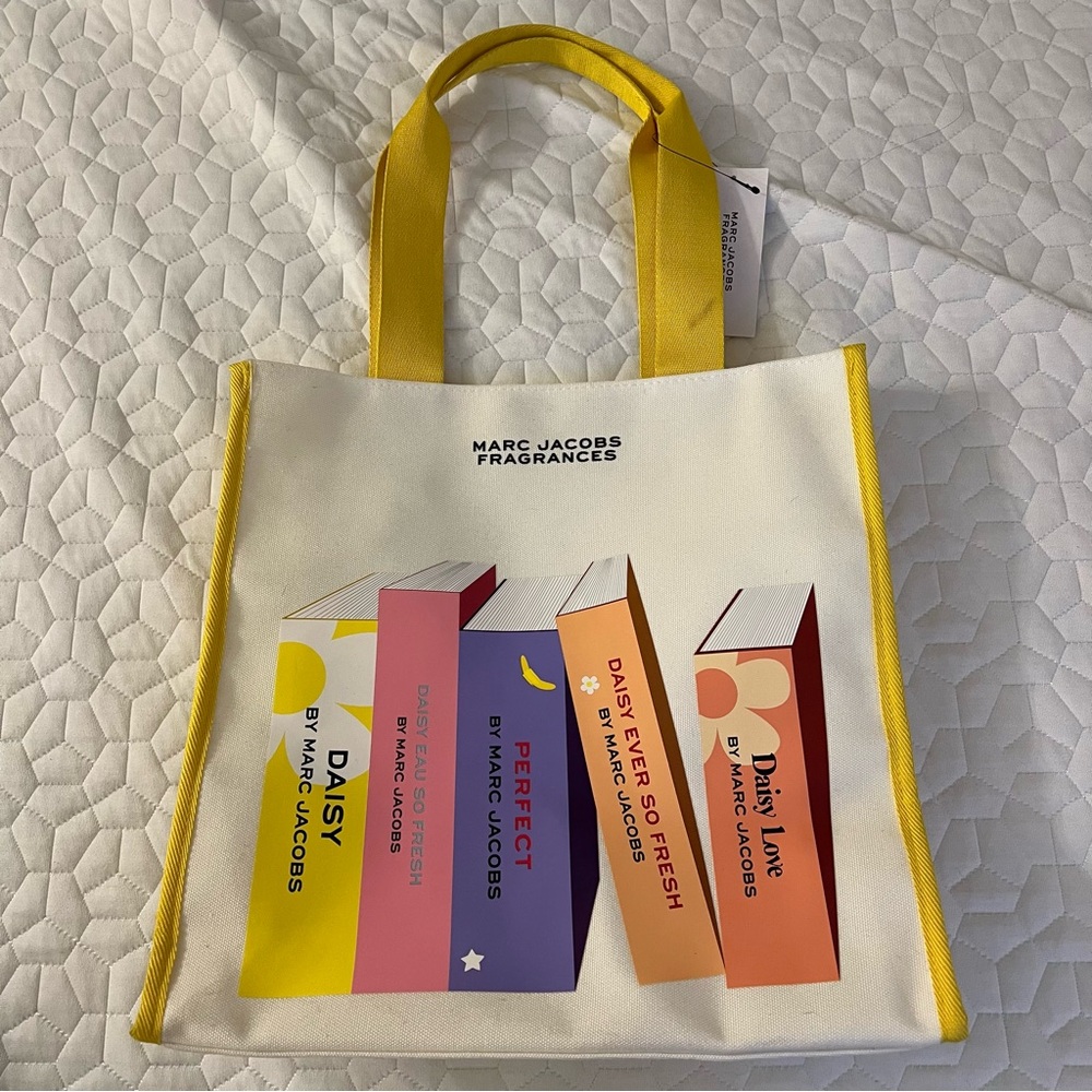 Marc Jacobs Yellow and White Tote Bag